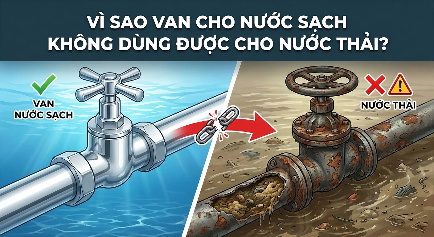 Vì sao van cho nước sạch không dùng được cho nước thải?