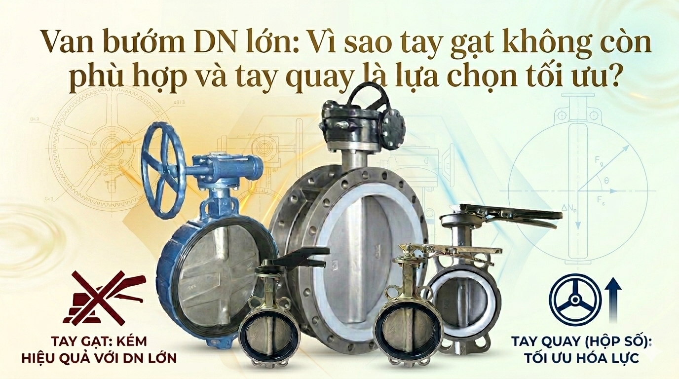 Van bướm DN lớn: Vì sao tay gạt không còn phù hợp và tay quay là lựa chọn tối ưu?