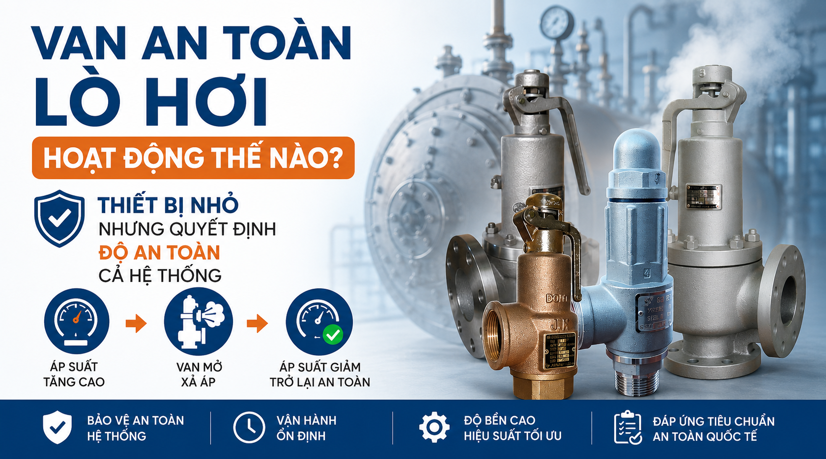 Van An Toàn Lò Hơi Hoạt Động Thế Nào? Thiết Bị Nhỏ Nhưng Quyết Định Độ An Toàn Cả Hệ Thống
