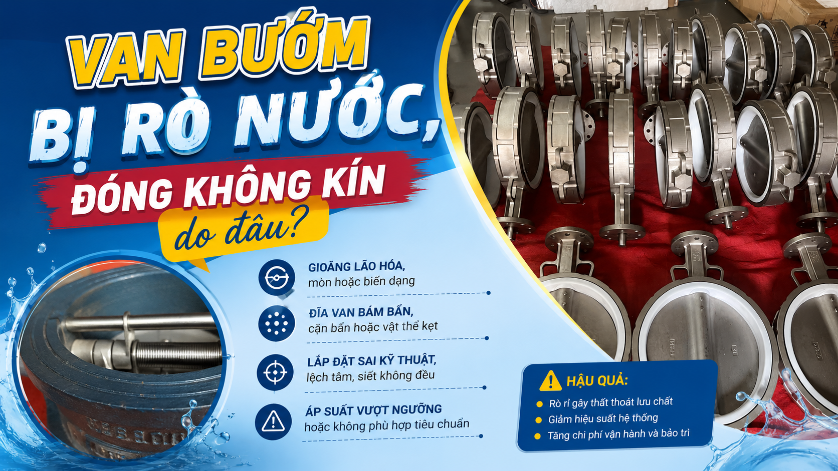 Van bướm bị rò nước, đóng không kín do đâu?