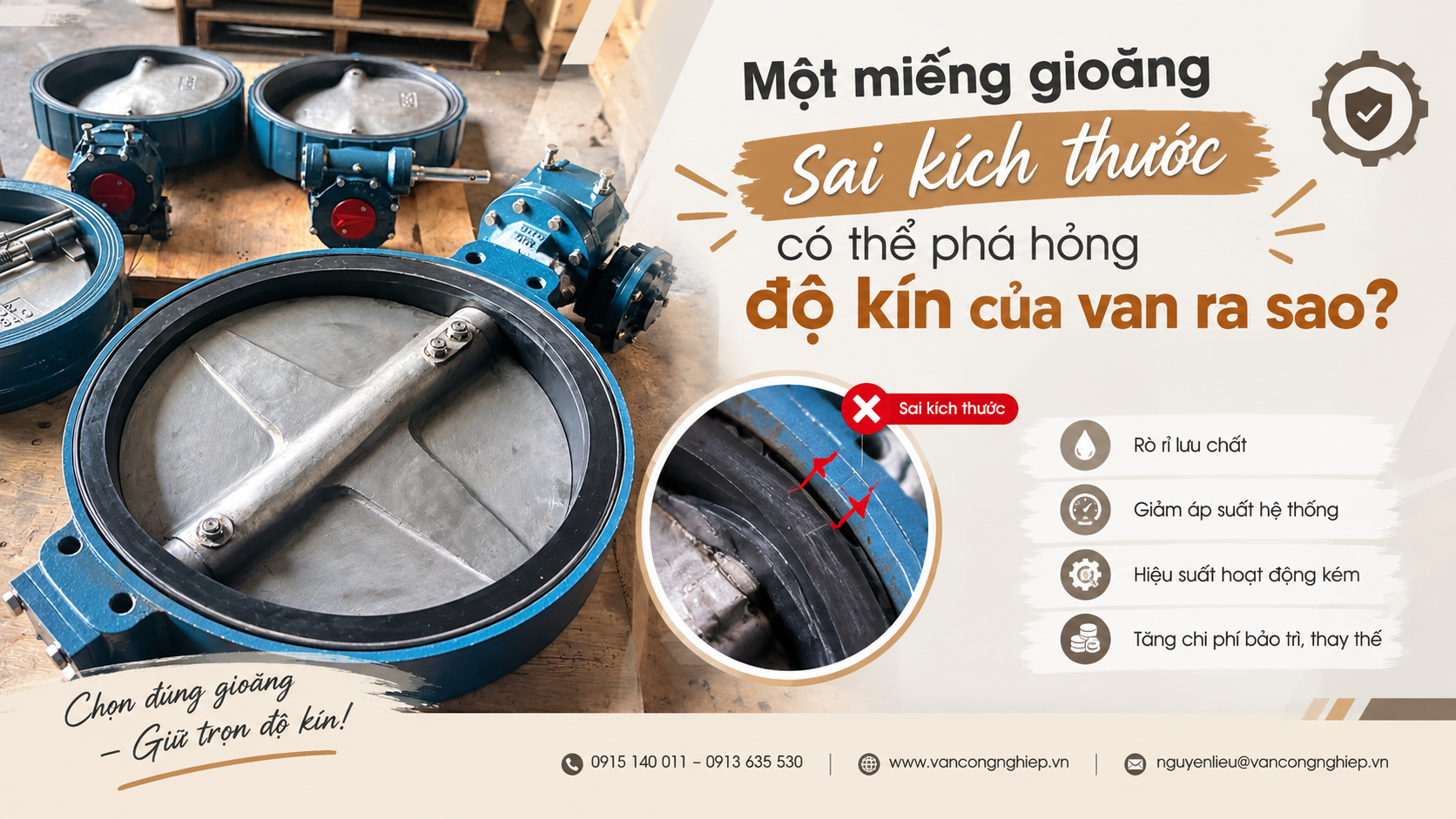 Một miếng gioăng sai kích thước có thể phá hỏng độ kín của van ra sao?
