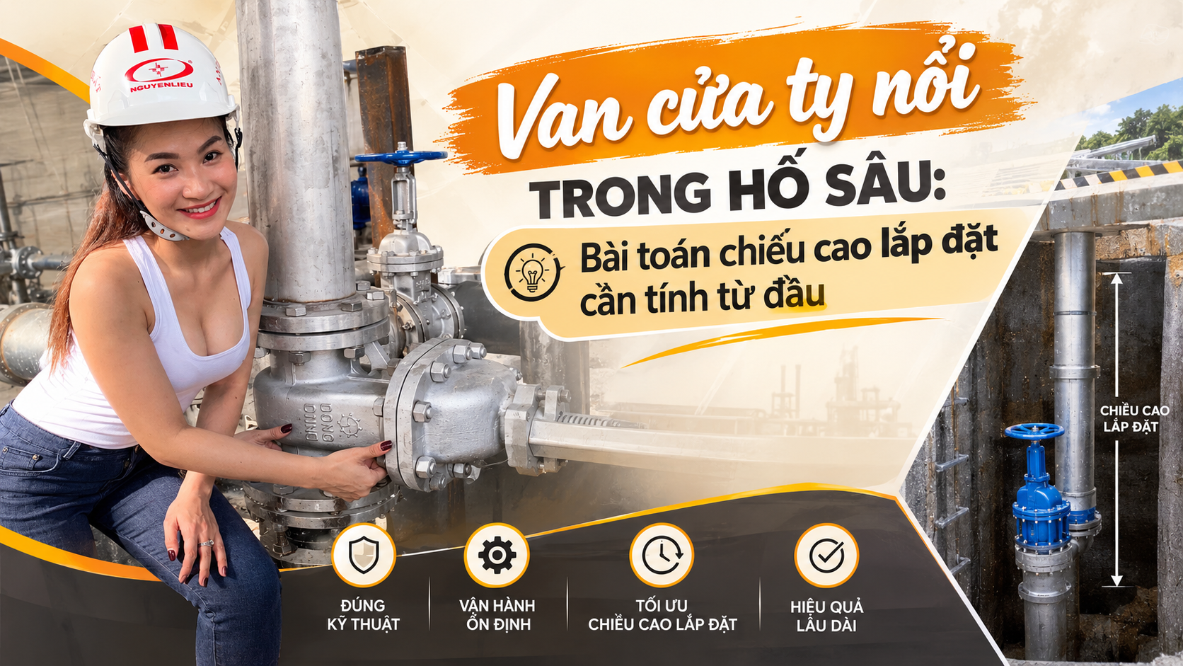 Van cửa ty nổi trong hố sâu: Bài toán chiều cao lắp đặt cần tính từ đầu